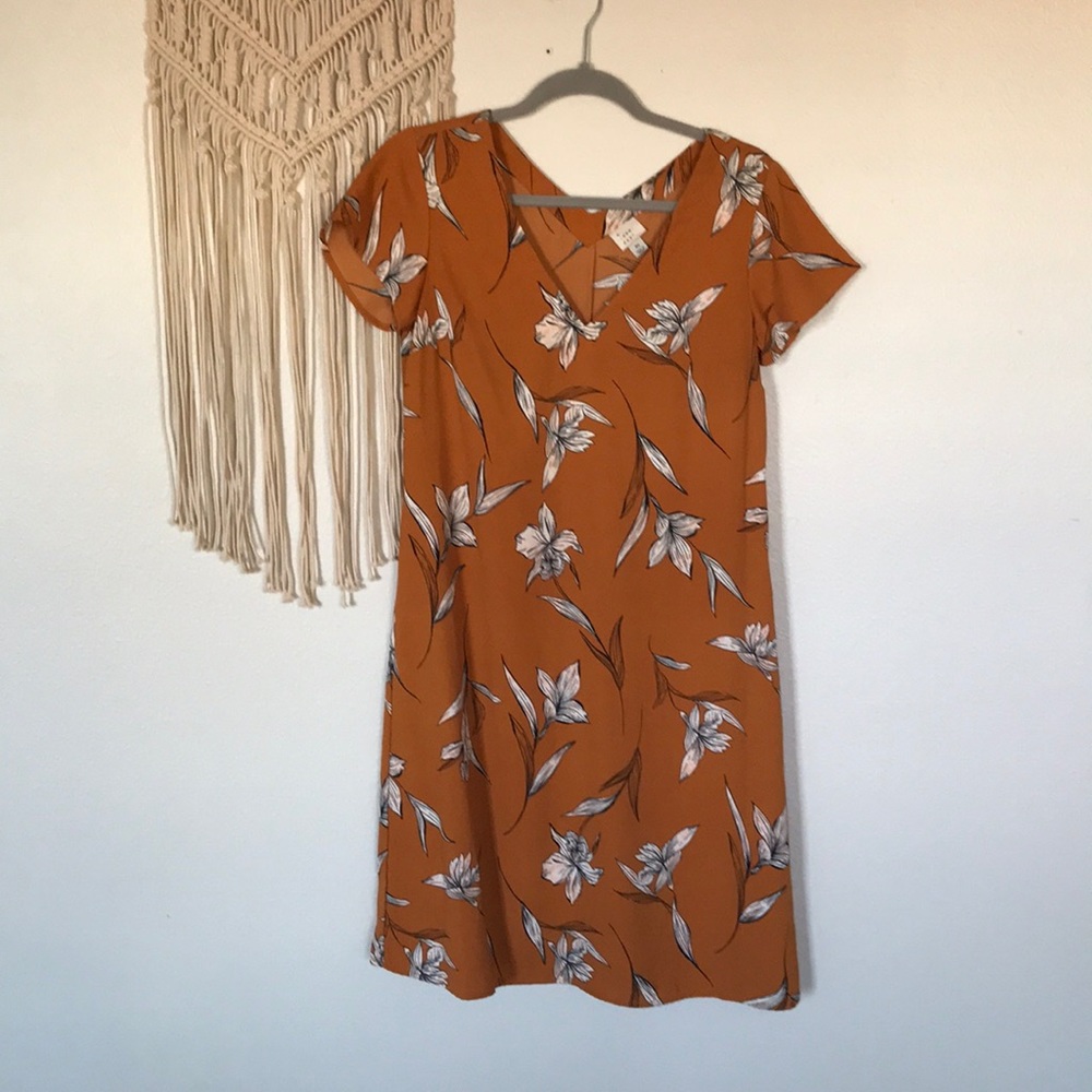 Target A New Day burnt orange floral v-neck dress
